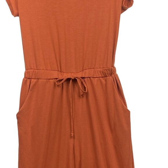 SOFT SURROUNDINGS Roslyn Wms Sz XSmall Rust Orange V Neck Elastic Waist JumpSuit - Picture 4 of 7
